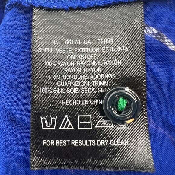 Anthropologie Postmark Sleeveless Collared Swiss Dot Royal Blue & Black SilkTop - Picture 7 of 8